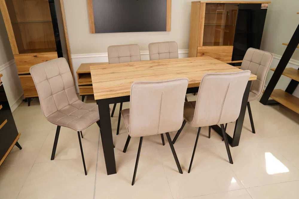 (49WR) Stół Iris rozkładany + 6 krzeseł Orlando solar 37, 2080 zł nowe