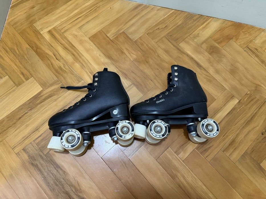Patins de 4 Rodas Oxelo Quad Pretos, patinagem artística, tamanho