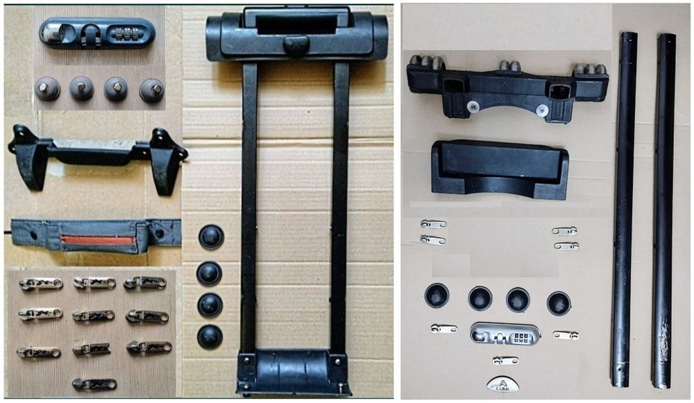 Телескопическая ручка, ножки, ручки, колеса, замки и др