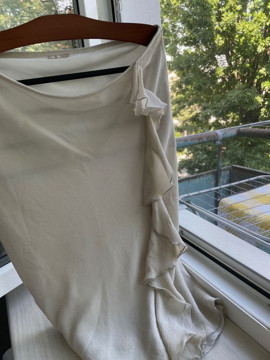 Massimo Dutti | шовкова спідниця | спідниця міді | спідниця максі | жіночий одяг | преміум | натуральний шовк | розмір S М| W28 | молочна спідниця