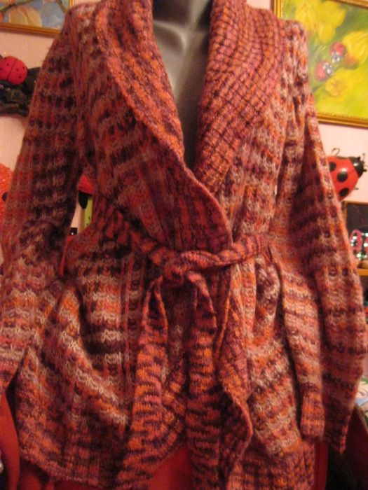 кофта кардиган махер+шерсть 18 xl 54 приличная с пояс фиолет бордовым