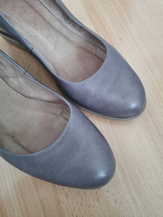 Buty na koturnie ryłko szare 38