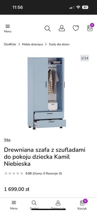 Yrke zestaw niebieskich mebli (szafa, regał)
