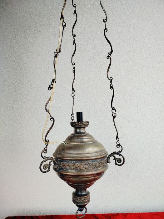 Stara lampa koscielna platerowana zabytkowa