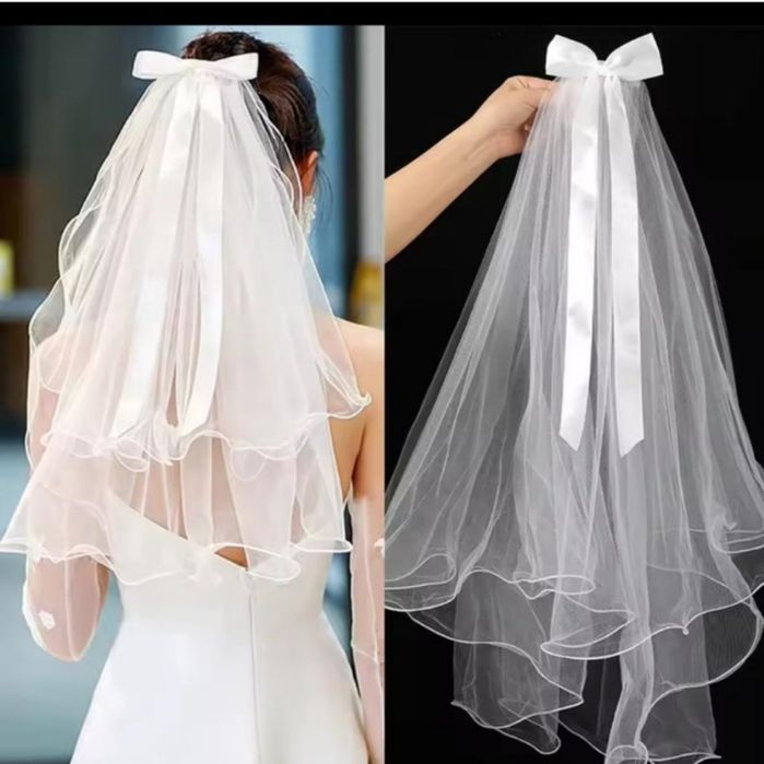 Весільна фата з бантиком 60 см