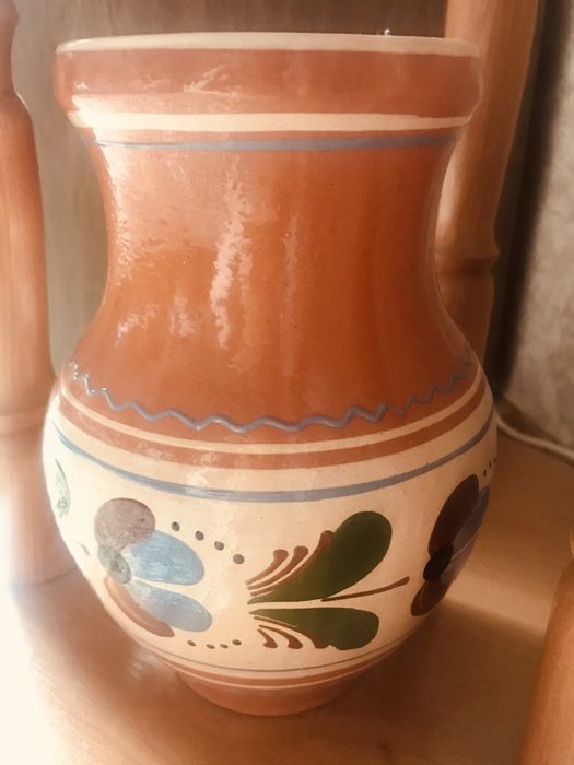 Ваза кувшин керамический эмалированый роспись