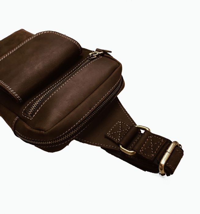 Сумка чоловіча слінг на плече бананка sms15-2(30) коричнева