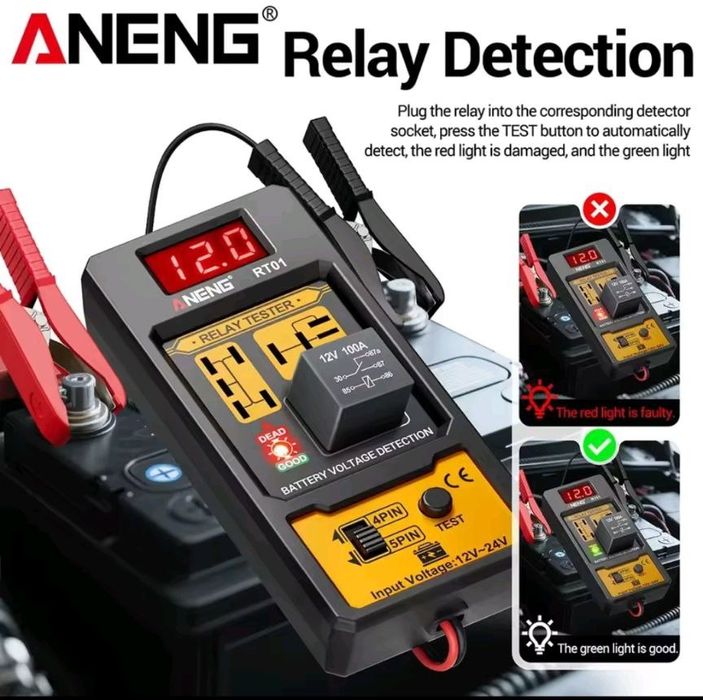 Тестер авто мото реле 12-24 В 4-5 pin ANENG RT01 з вимірювачем