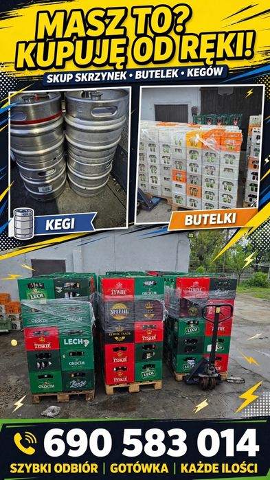 Skup butelek i skrzynek, skup kegów