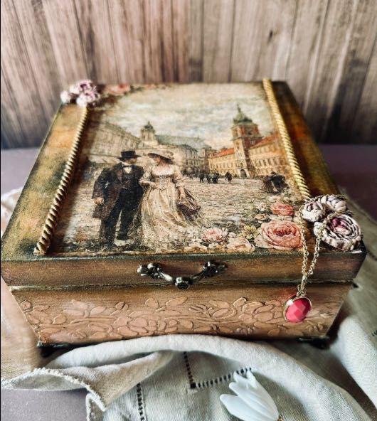 Wyjątkowe Rękodzieło Mojej Żony | Decoupage | Szkatułka, Dekoracja, Lampka , Chustecznik | Prezent Handmade