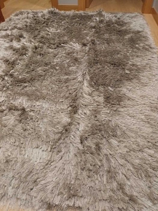 Carpete cinza prata pelo alto 208x150