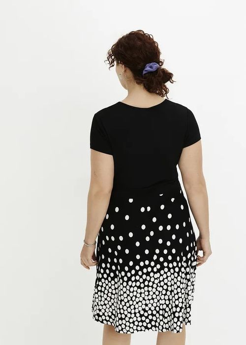 B.P.C sukienka czarna w białe grochy z wiskozy 44/46.