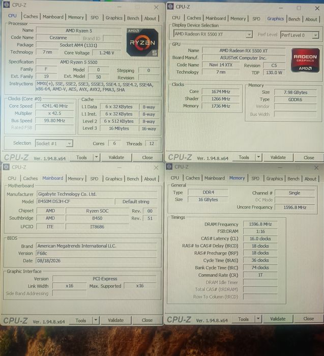 Gracz RYZEN 5 5500, RX 5500XT 8GB, 16GB ram, SSD NVME, 550W