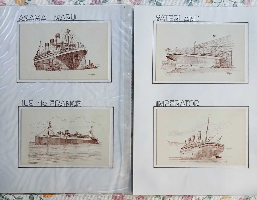 Postais de navios desenhados - lote de 20