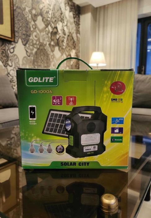 Ліхтар ручний сонячна батарея bluetooth fm 4 лампи