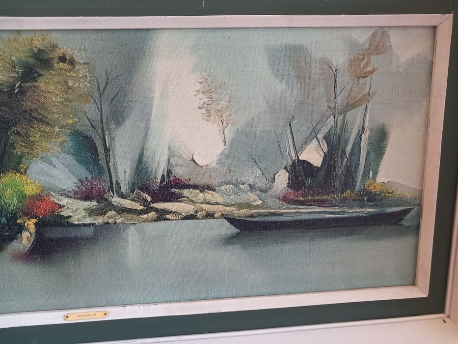 Quadro antigo em tela pintado a óleo
