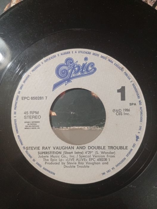 Vendo disco de vinil pequeno, Stevie Ray