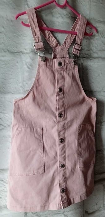 Różowa spódniczka ogrodniczka na szelkach H&M 9-10 lat