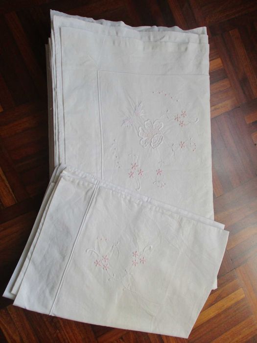 Lençois algodão bordados para cama de casal 2,52m X 2m