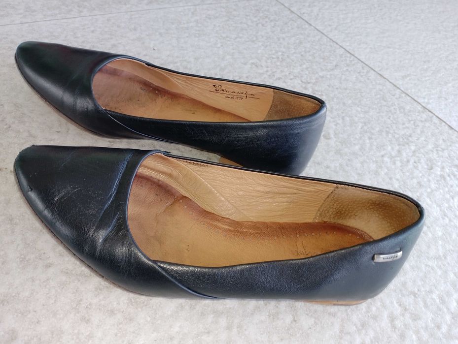 Polskie ze skóry naturalnej - Maciejka. Stan dobry.