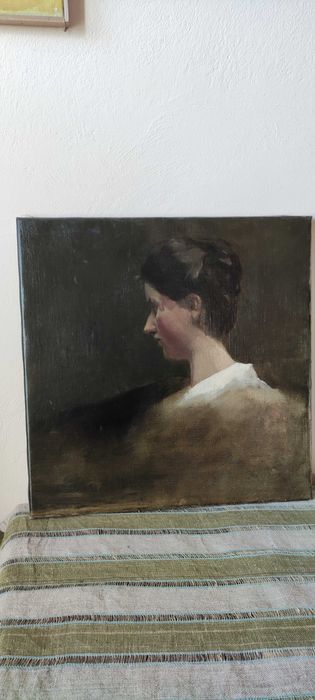 Portret , olej na płótnie pocz. XXw. nie sygnowany po konserwacji.