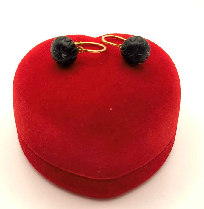 Złote kolczyki z czarnym turmalinem PR.750 W:1,12gr InterSKLEP