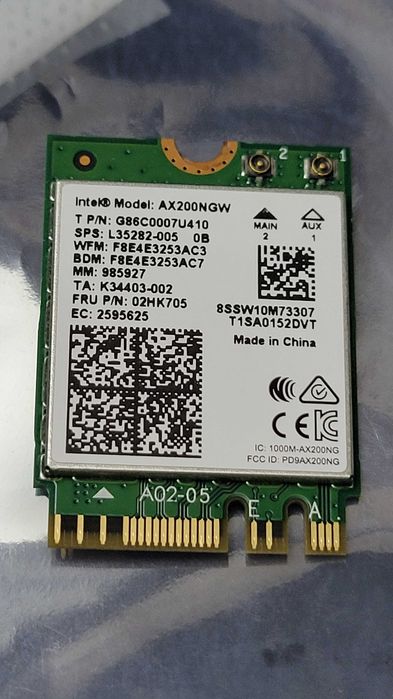Модуль Wi-Fi-6 Intel AX200 NGW M.2 WiFi-6 3000Mbps 2.4G/5ГГц Bt 5.2