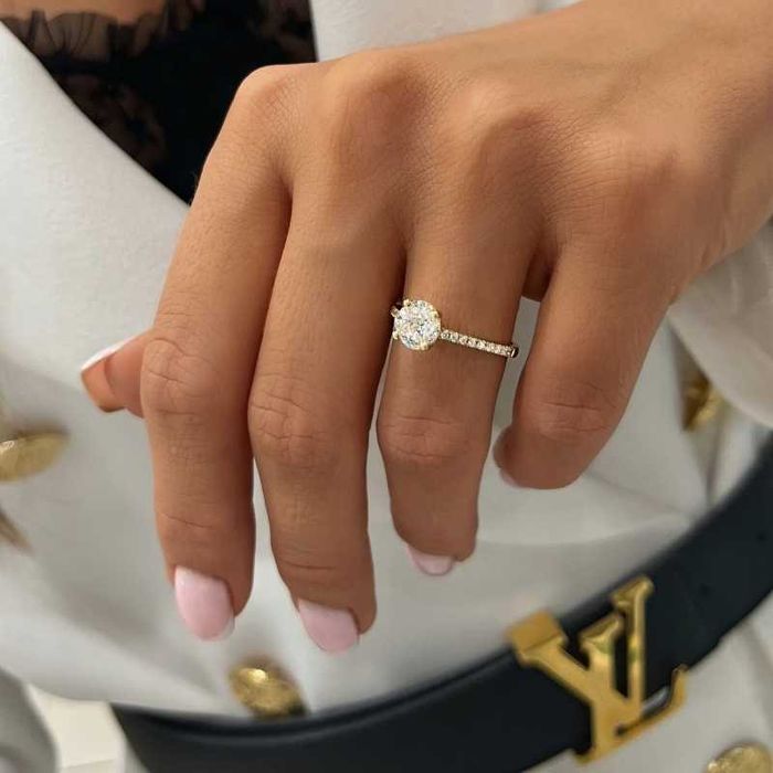 Pierścionek złoty z diamentami InvisibleSolitaire