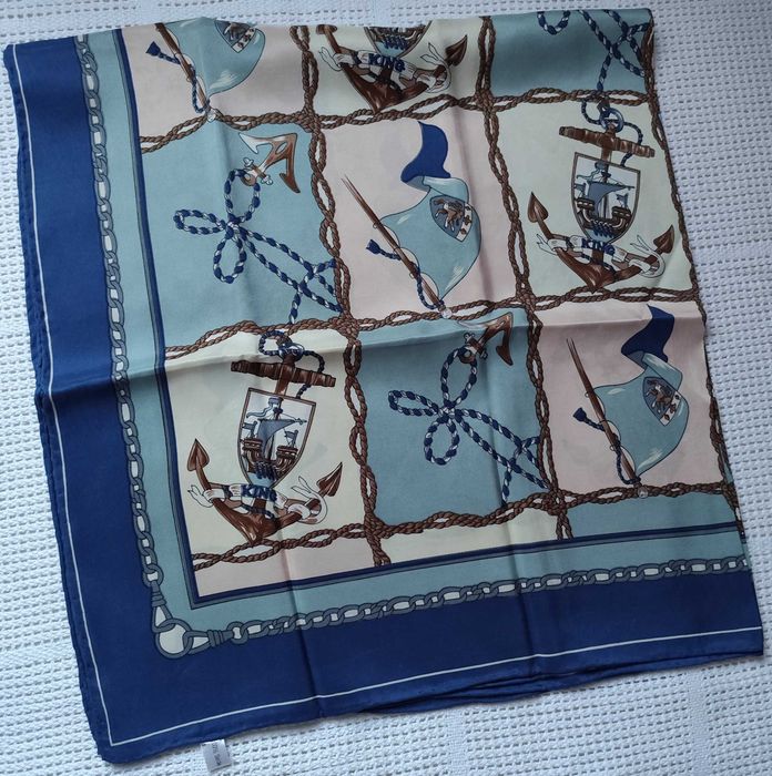 100% Jedwab baby blue róż krem morski print apaszka chustka jedwabna