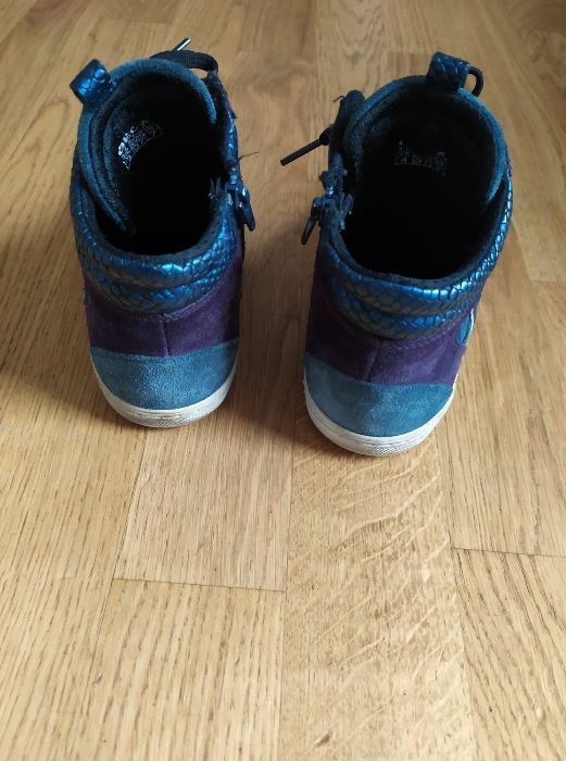 buty sneakersy Geox Respira skorzane granatowo-fioletowe 37/ 38