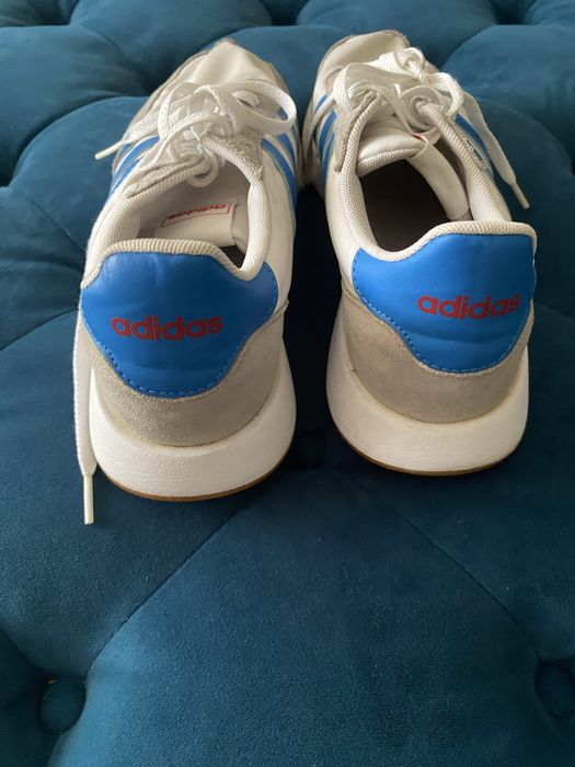 Adidas Run 60s 2.0 Branco/Azul – Tamanho 42 – Excelente Estado