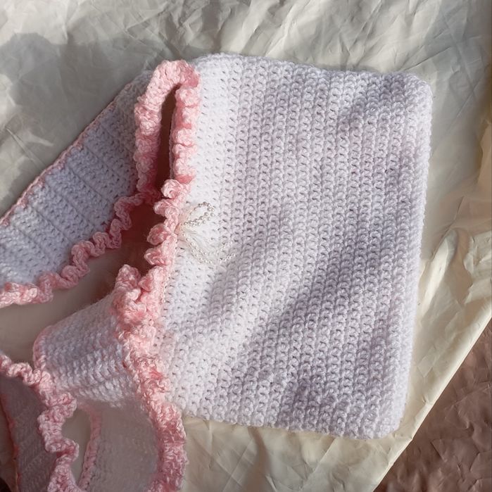 В’язана сумка ручної роботи з перлинами (Coquette Style / Handmade)