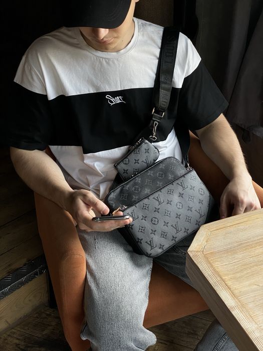 Мужская сумка Louis Vuitton чоловіча сумка барсетка месенджер клатч тріо 3в1 через плече клатч