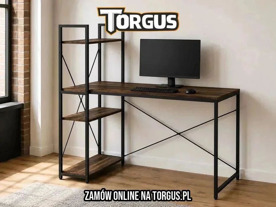NOWE Duże Biurko 120x60 cm Metalowe Loftowe Komputerowe Do Pracy Biura Biurka Gamingowe Meble Szkolne Dla Dzieci Loft OKAZJA! Ciemny Orzech FAKTURA!