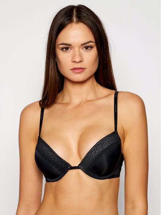 Biustonosz czarny z koronką usztywniany Push-up Calvin Klein 80E
