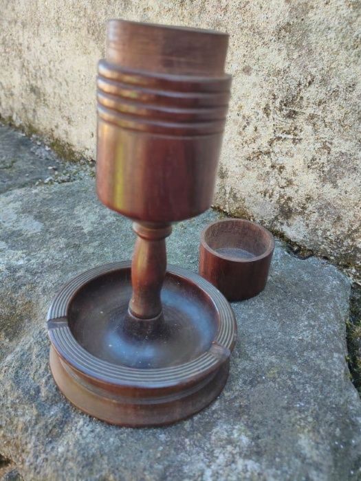 Conjunto de Cigarreira e Pilão em madeira africana