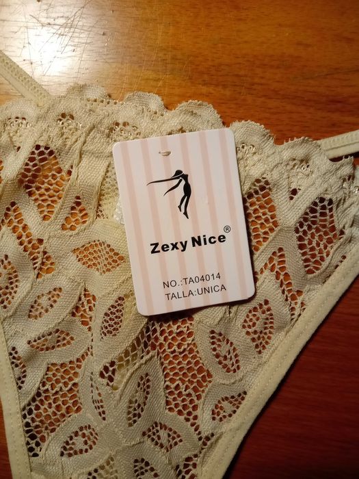 Cuequinhas fio dental em renda creme, Tamanho Único, Zexy Nice