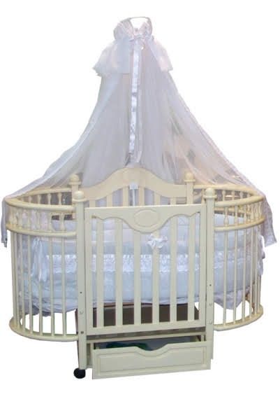 "Кароліна" Дитяче ліжечко-трансформер(кругле/овальне)з ящиком кроватка