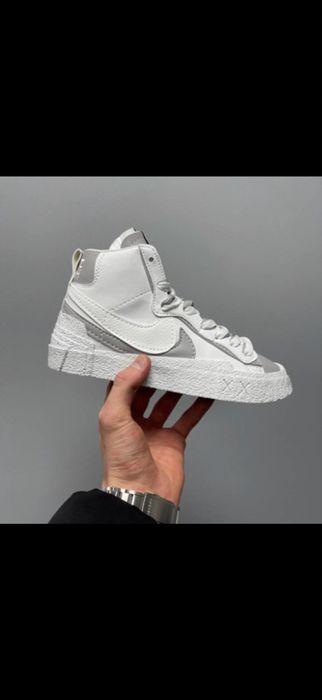 Женские кроссы Nike Blazer Mid x Sacai White, стильные и модные Найки 39