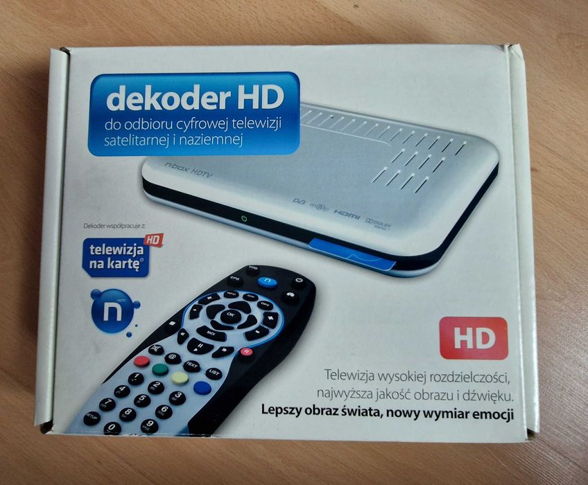 Dekoder nbox HDTV + pilot + zasilacz + pudełko | TV satelitarna i naziemna