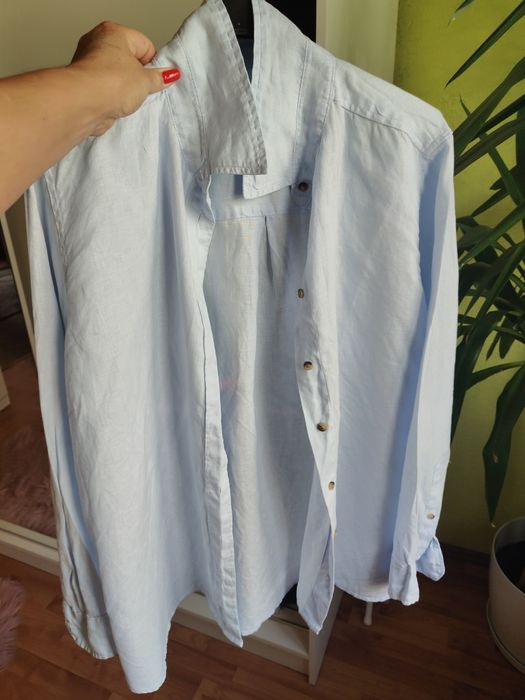 Koszula lniana baby blue