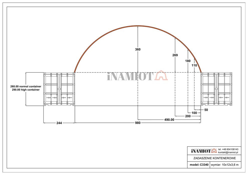 Zadaszenie kontenerowe 10x12 m namiot budowlany kontenery wiata hala