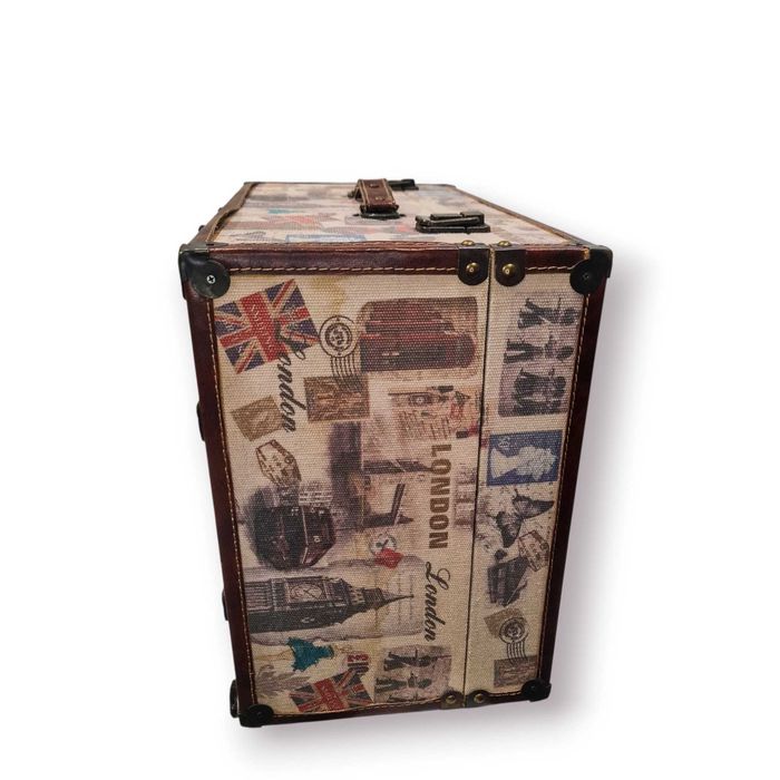 Mala Decorativa Vintage “London” – Grande, Rígida e com Estampa Retro