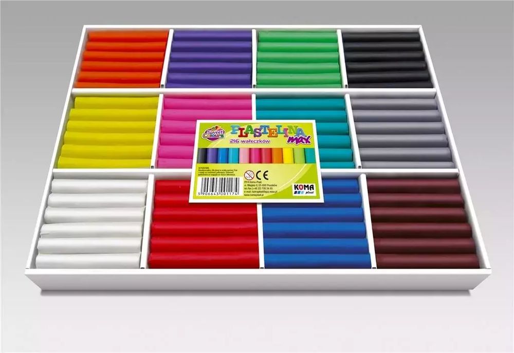 Plastelina max 216 wałeczków. Sweet colours. Nowy Produkt