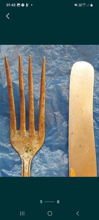 Stare sztućce 2 sztuki nóż i widelec KLOMAN ALPACCA HROM