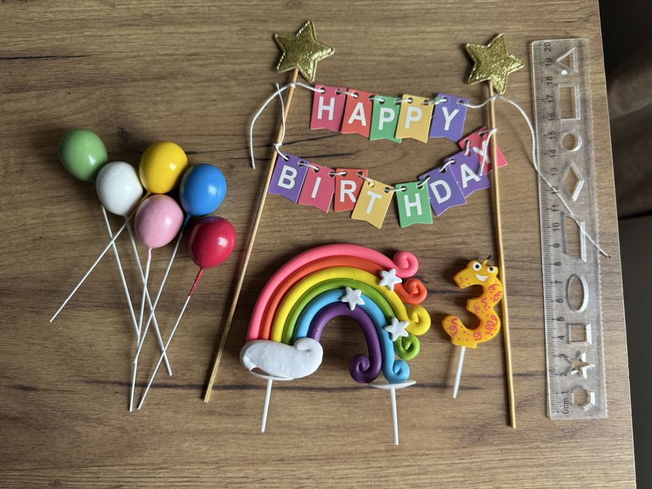 Прикраси на тортик 3 роки день народження happy birthday