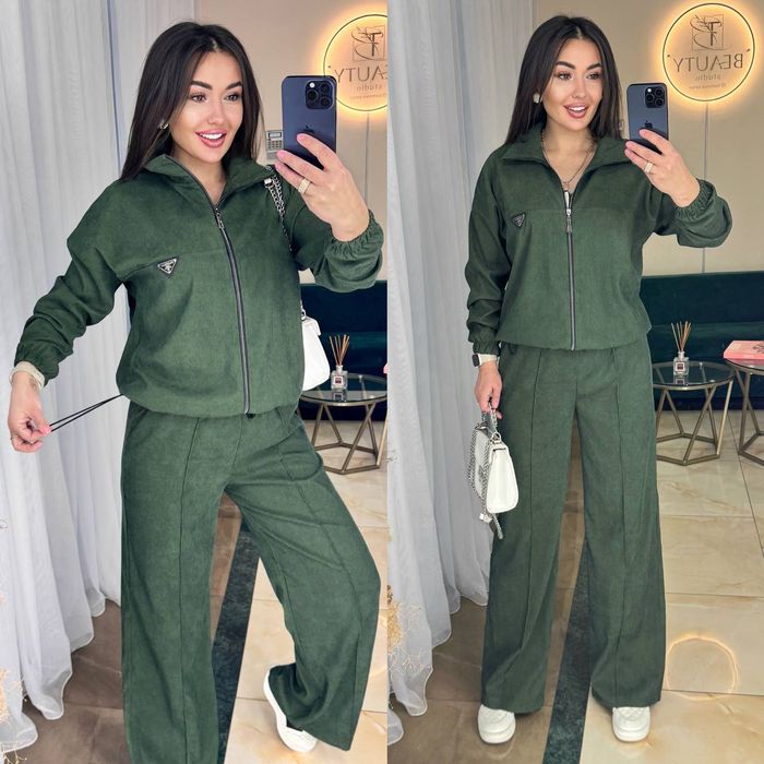 ‼️ Вельветовий костюм з палаццо. ОПТ та роздріб. Р: 42-44,46-48,50-52