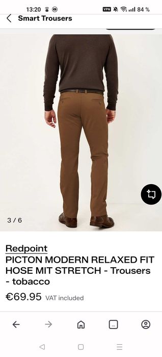 Джинсы (chino Redpoint Germany w36 stretch tabacco.