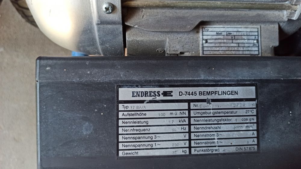 Agregat prądotwórczy Endress typ. 17 BA/A