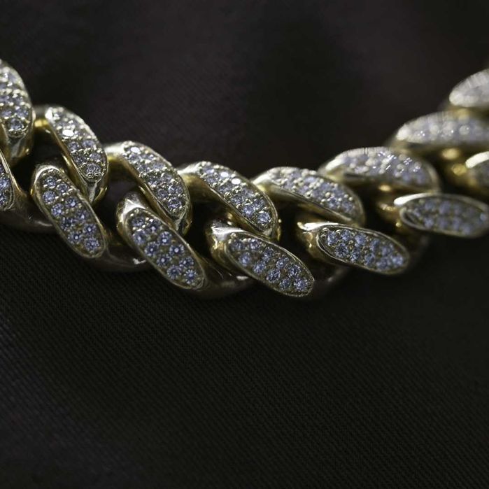 POTĘŻNY Złoty Łańcuch Męski Cuban P.750 200g 10ct Diamenty 2'000szt.